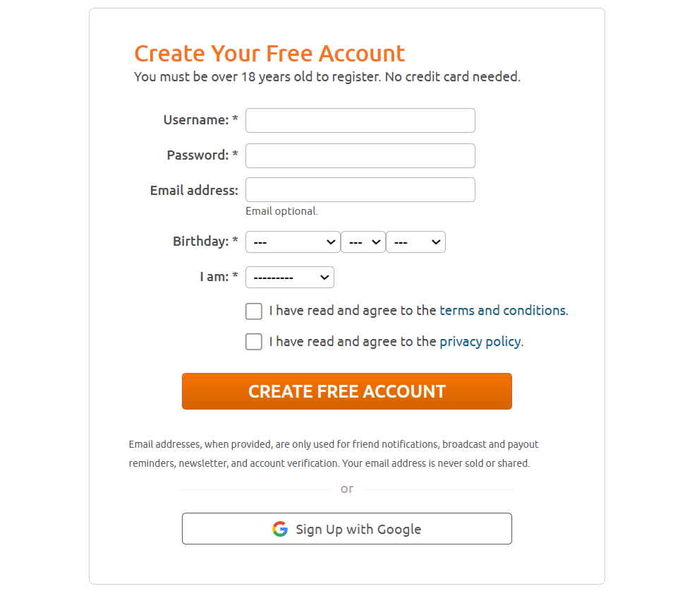 Creating Your Chaturbate Viewer Account​