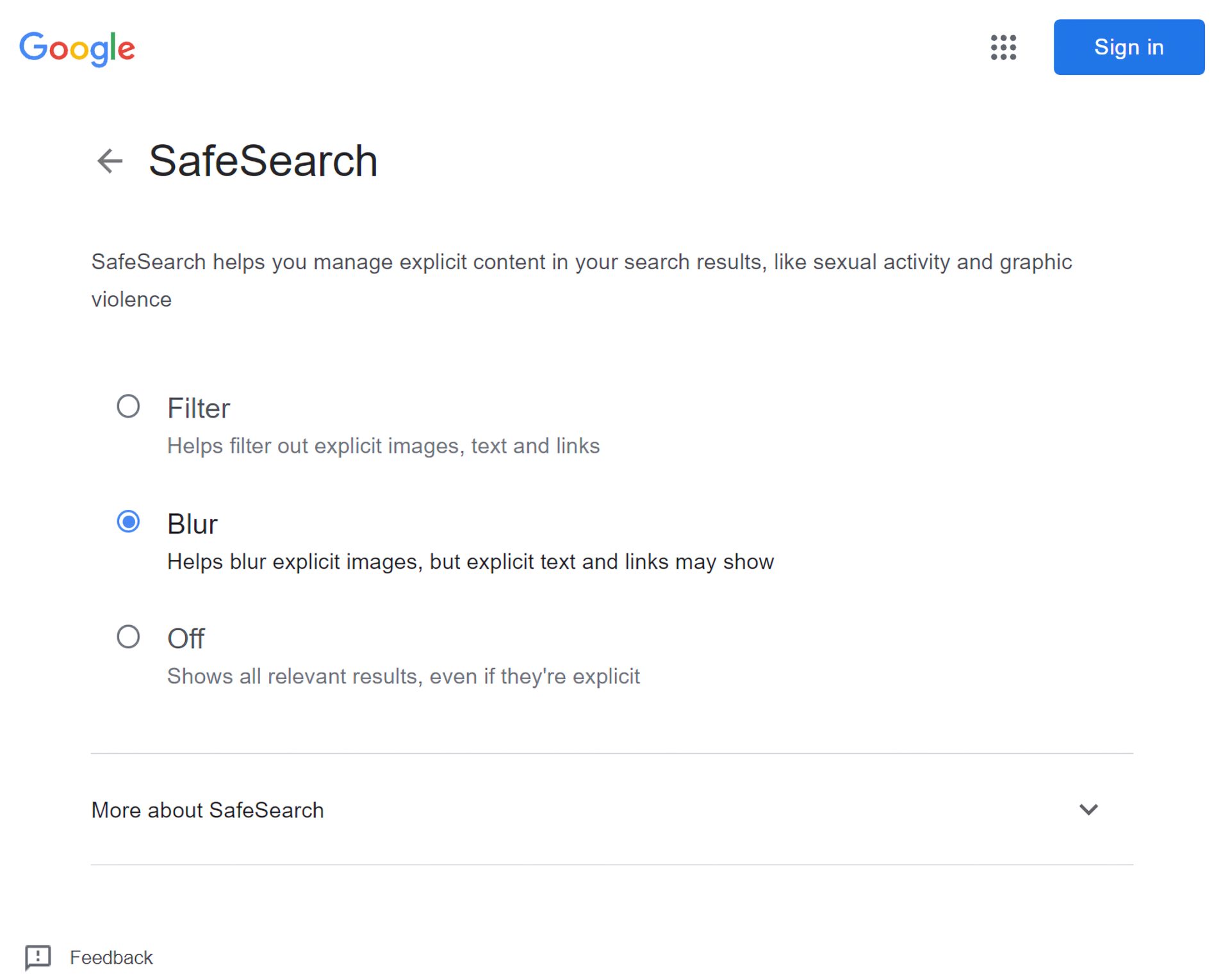 Enable Google SafeSearch​
