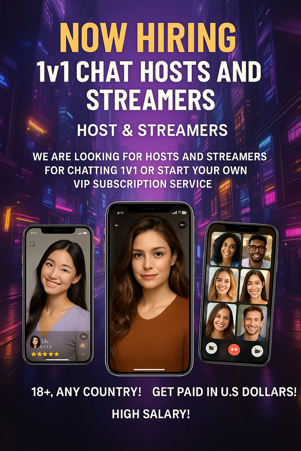 BECOME A VIDEO CALL HOST !!. EARN BIG MONEY !!. (Anywhere !!.)
