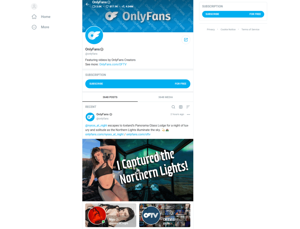 OnlyFans homepage screenshot