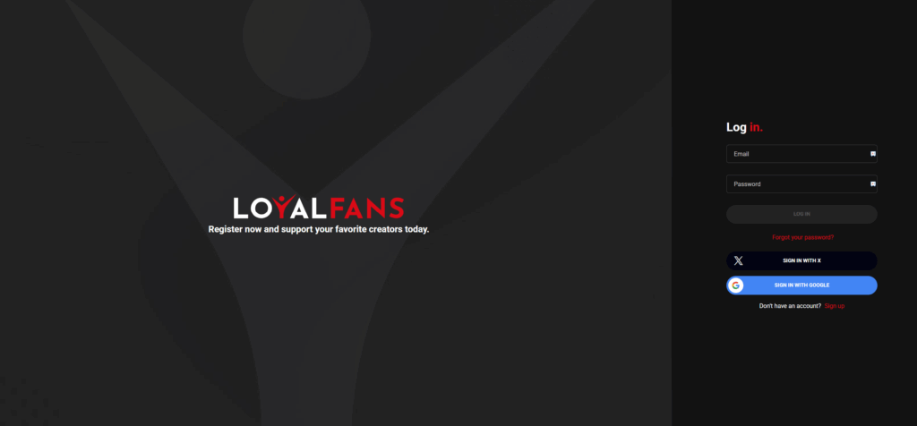 LoyalFans homepage screenshot