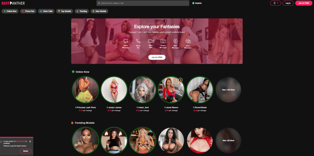SextPanther homepage screenshot