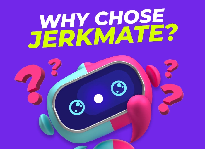 A graphic showcasing the Jerkmate logo and benefits.