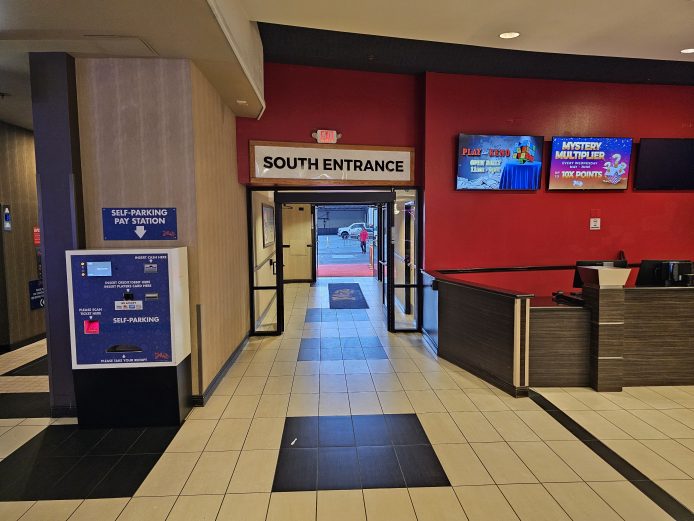 Entrance to the shuttle pickup area