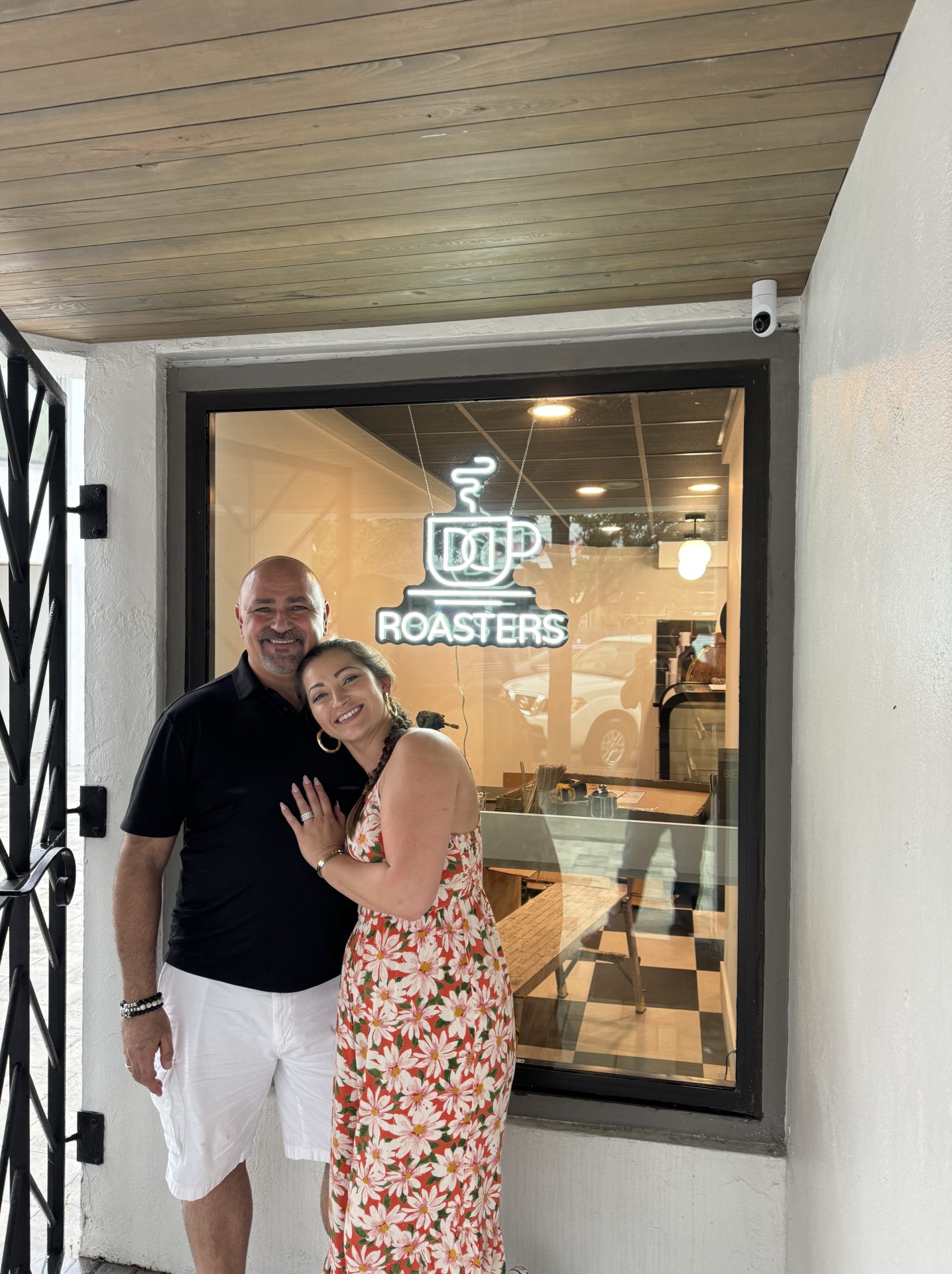 Vic and Kira at their Roasters coffee shop in Florida.